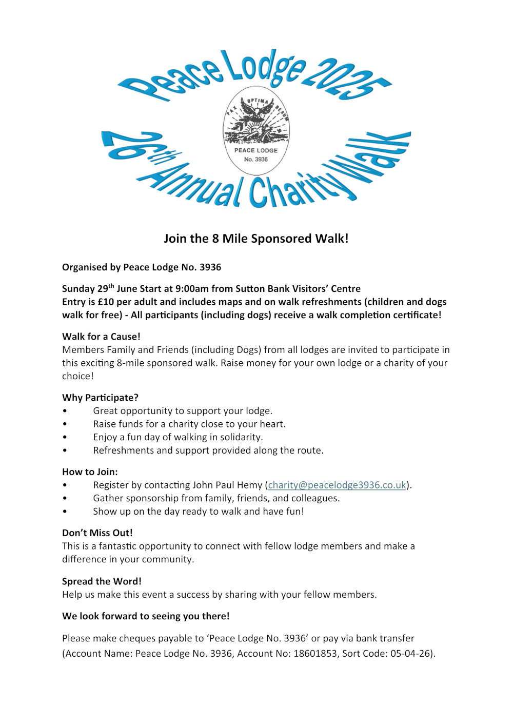 Peace Lodge 2025 Sponsored Walk