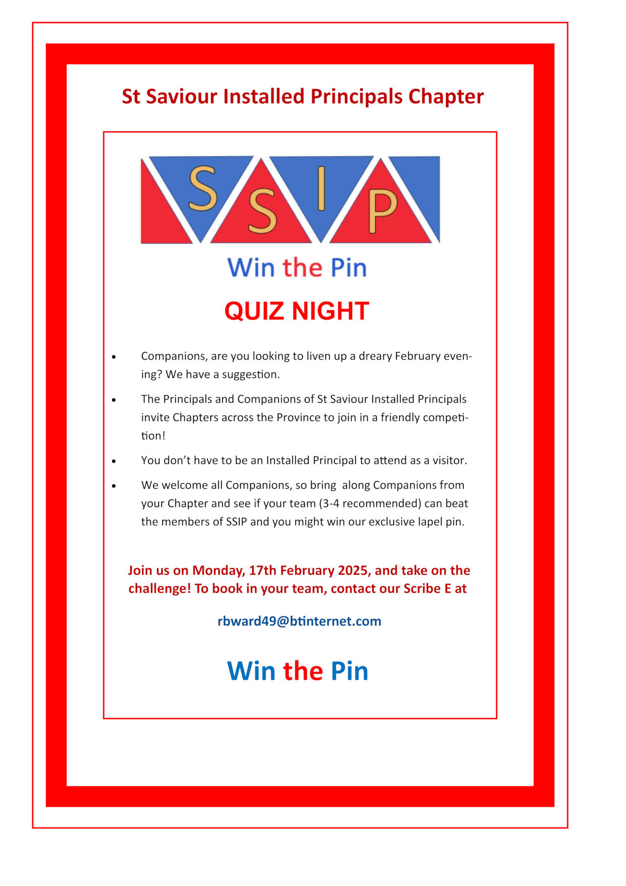 st saviour quiz night